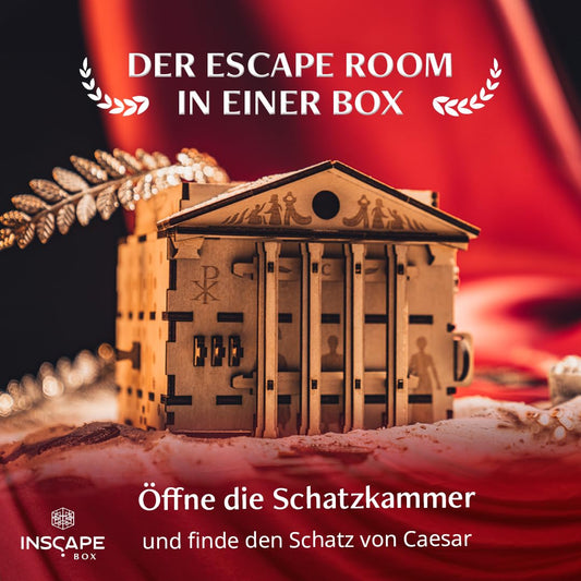 INSCAPE Caesar’s Riches Rätselbox Holz Escape Room Spiel 3D Puzzle Box Denkspiel für Erwachsene & Kinder