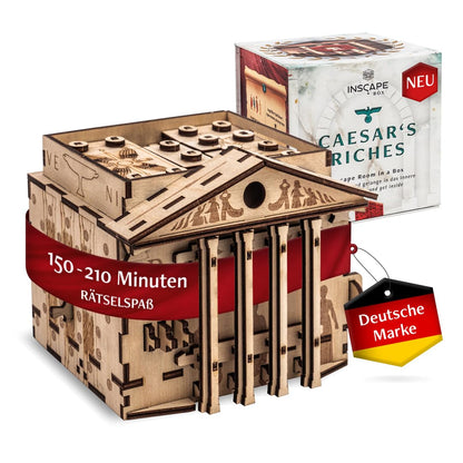 INSCAPE Caesar’s Riches Rätselbox Holz Escape Room Spiel 3D Puzzle Box Denkspiel für Erwachsene & Kinder