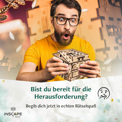 INSCAPE Caesar’s Riches Rätselbox Holz Escape Room Spiel 3D Puzzle Box Denkspiel für Erwachsene & Kinder