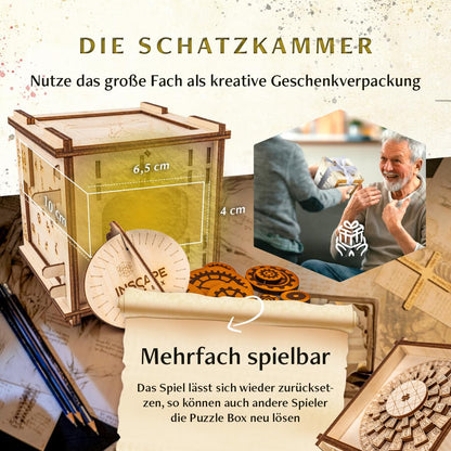 INSCAPE Da Vinci Marvel Rätselbox Holz Escape Room Spiel 3D Puzzle Box Denkspiel für Erwachsene & Kinder