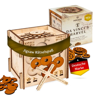 INSCAPE Da Vinci Marvel Rätselbox Holz Escape Room Spiel 3D Puzzle Box Denkspiel für Erwachsene & Kinder