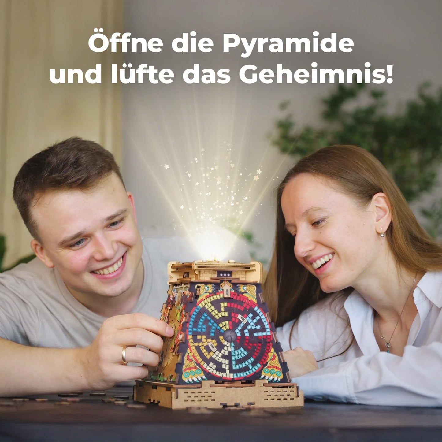 iDventure Cluepuzzle Sonnenpyramide 3D Holzpuzzle Escape Room Spiel Geschenkbox Rätselbox Erwachsene Geldgeschenk