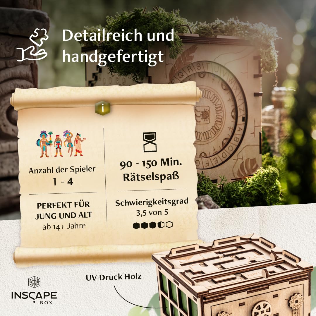 INSCAPE Maya Myths XL Rätselbox Holz Escape Room Spiel 3D Puzzle Box Geschenk für Erwachsene