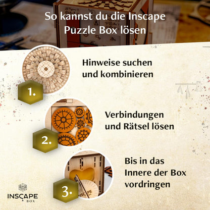 INSCAPE Da Vinci Marvel Rätselbox Holz Escape Room Spiel 3D Puzzle Box Denkspiel für Erwachsene & Kinder