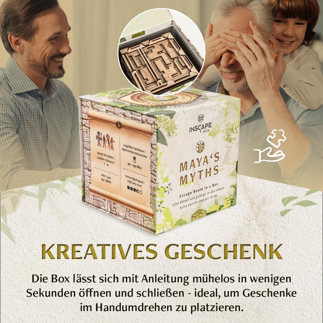 INSCAPE Maya Myths XL Rätselbox Holz Escape Room Spiel 3D Puzzle Box Geschenk für Erwachsene