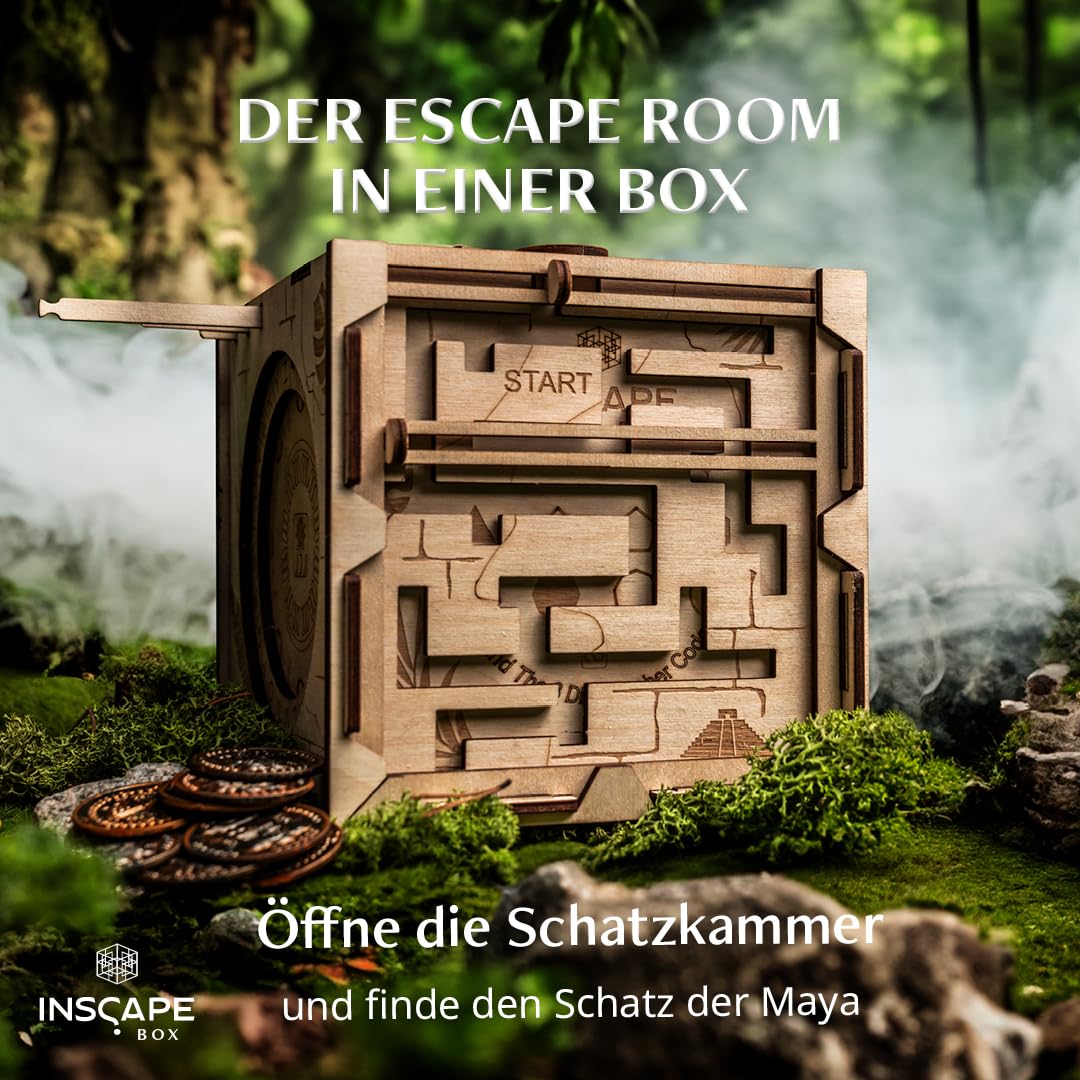 INSCAPE Maya Myths XL Rätselbox Holz Escape Room Spiel 3D Puzzle Box Geschenk für Erwachsene