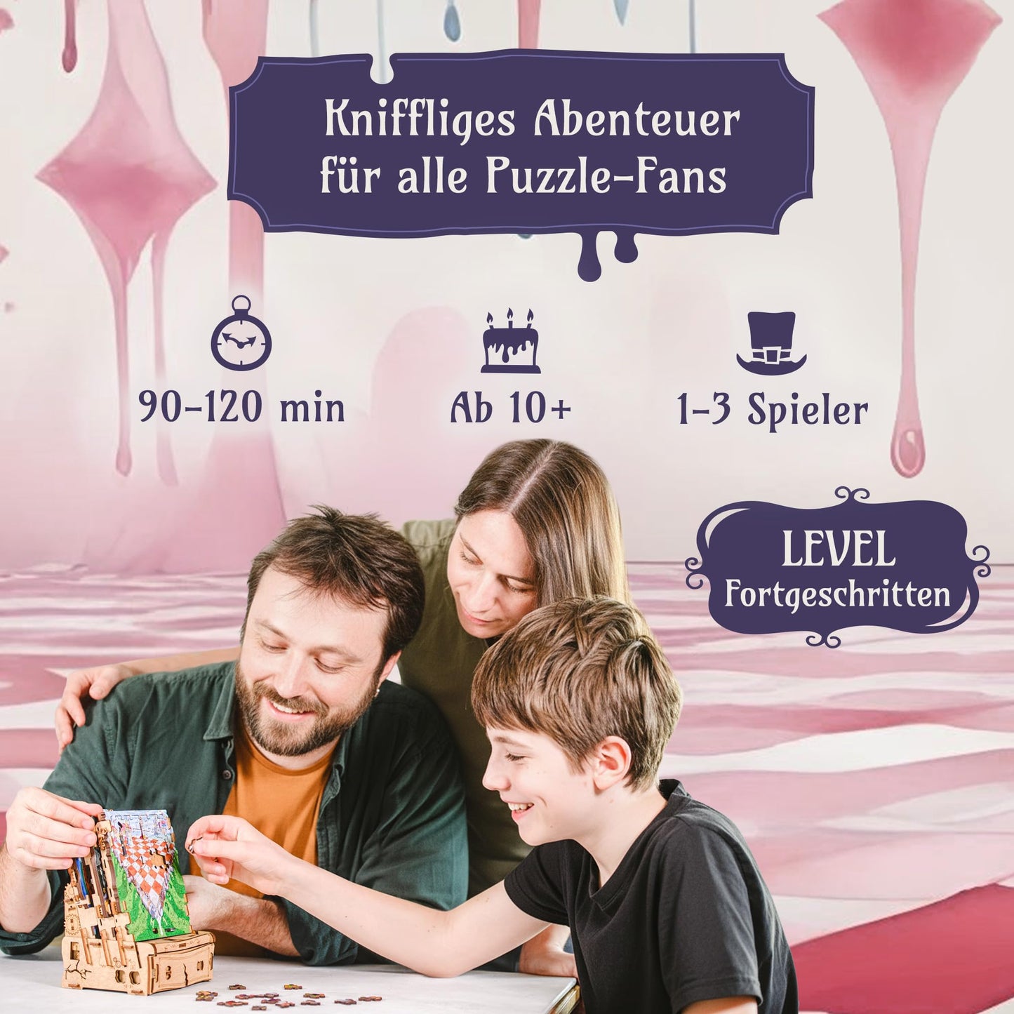 iDventure Wonderbox Alice im Wunderland Escape Room Spiel 3D Holzpuzzle Rätselbox Geschenkbox für Erwachsene & Kinder 10+