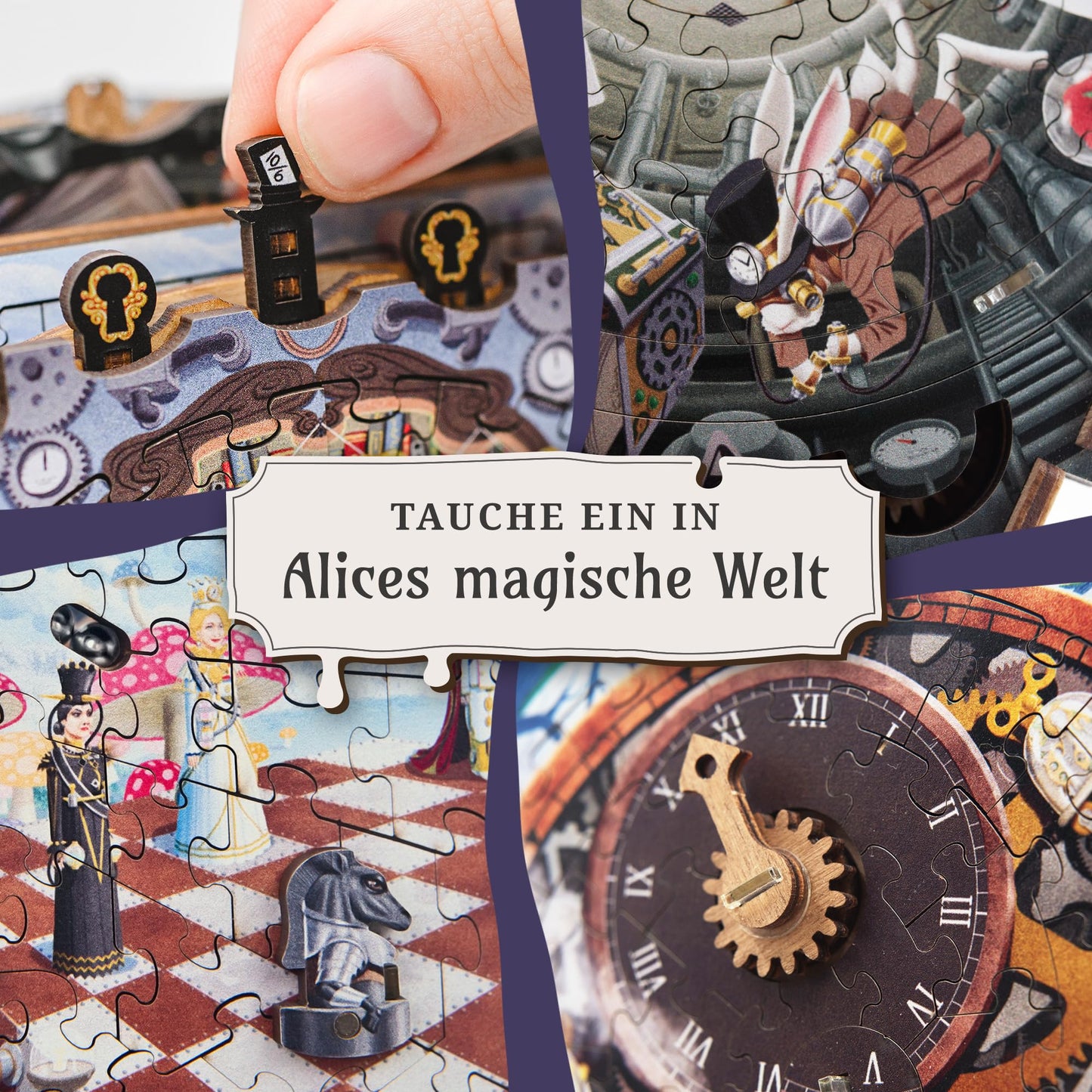 iDventure Wonderbox Alice im Wunderland Escape Room Spiel 3D Holzpuzzle Rätselbox Geschenkbox für Erwachsene & Kinder 10+