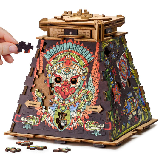 iDventure Cluepuzzle Sonnenpyramide 3D Holzpuzzle Escape Room Spiel Geschenkbox Rätselbox Erwachsene Geldgeschenk